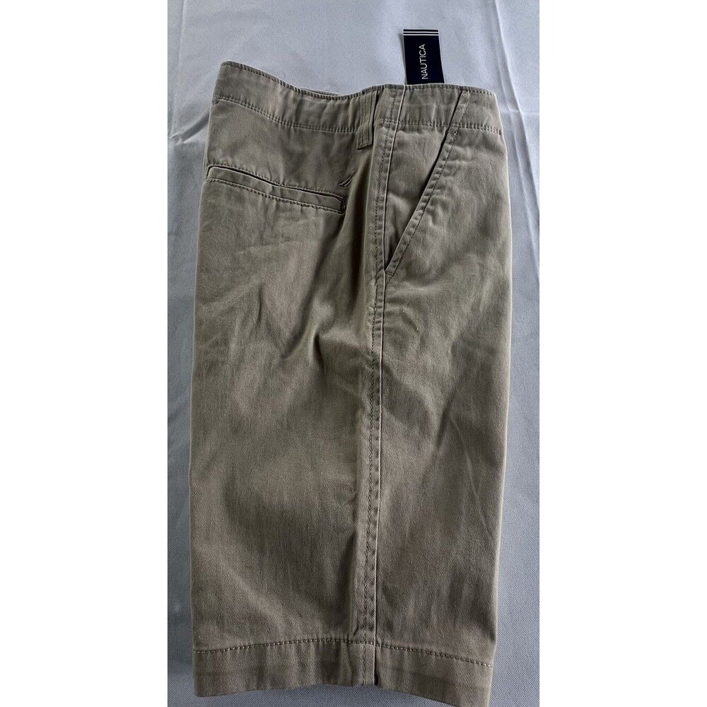 Nautica Kids Boys Tan Khaki Flat Front Slash Pockets Casual Shorts Size 12 NWT